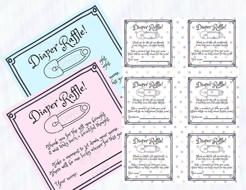 Nappy or Wet Wipe Raffle Printable Baby Shower Game