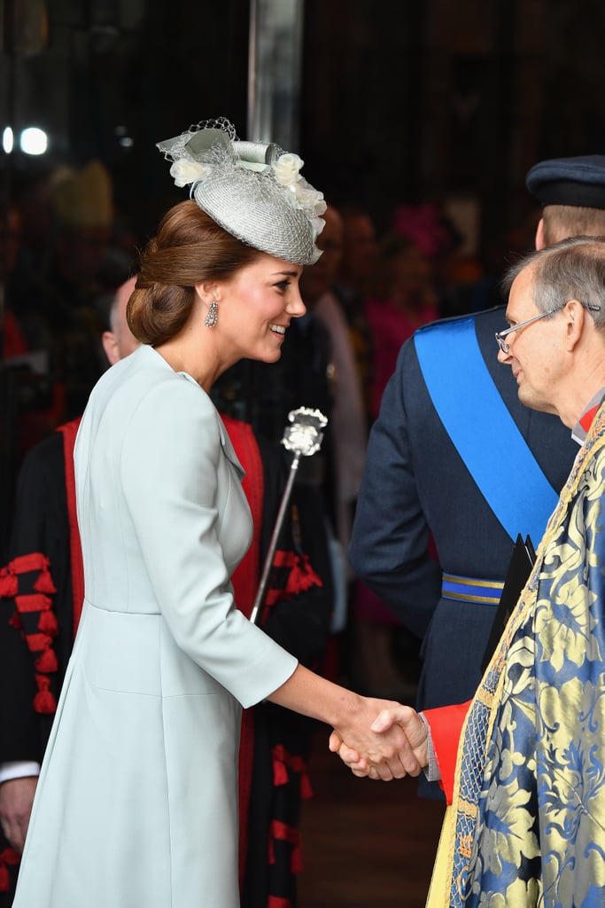 Kate Middleton's Blue Alexander McQueen Coat and Beige Heels