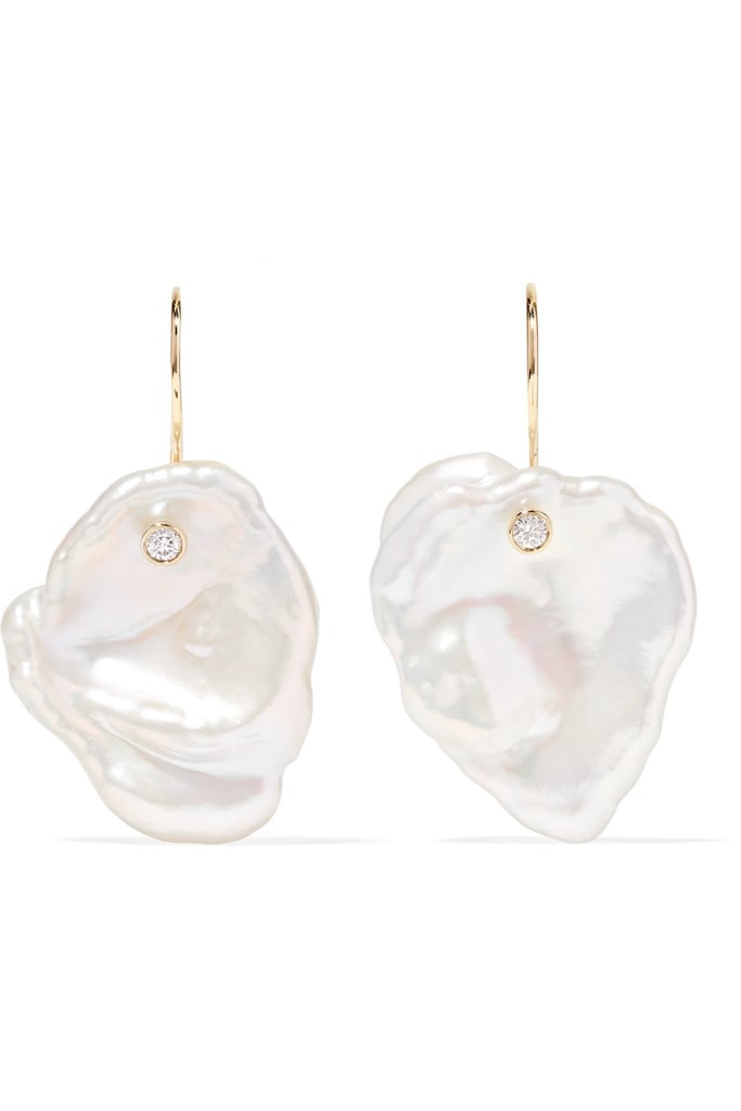 Mizuki Gold Pearl and Diamond Earrings