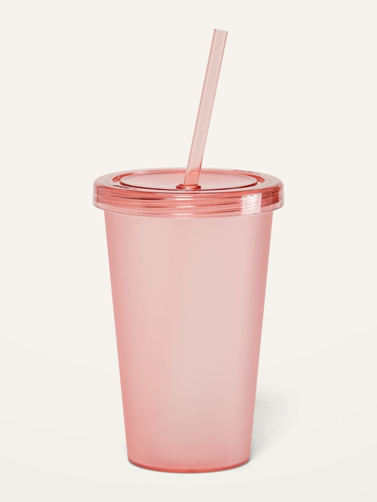 Reusable Drink Tumbler Cup With Lid & Straw