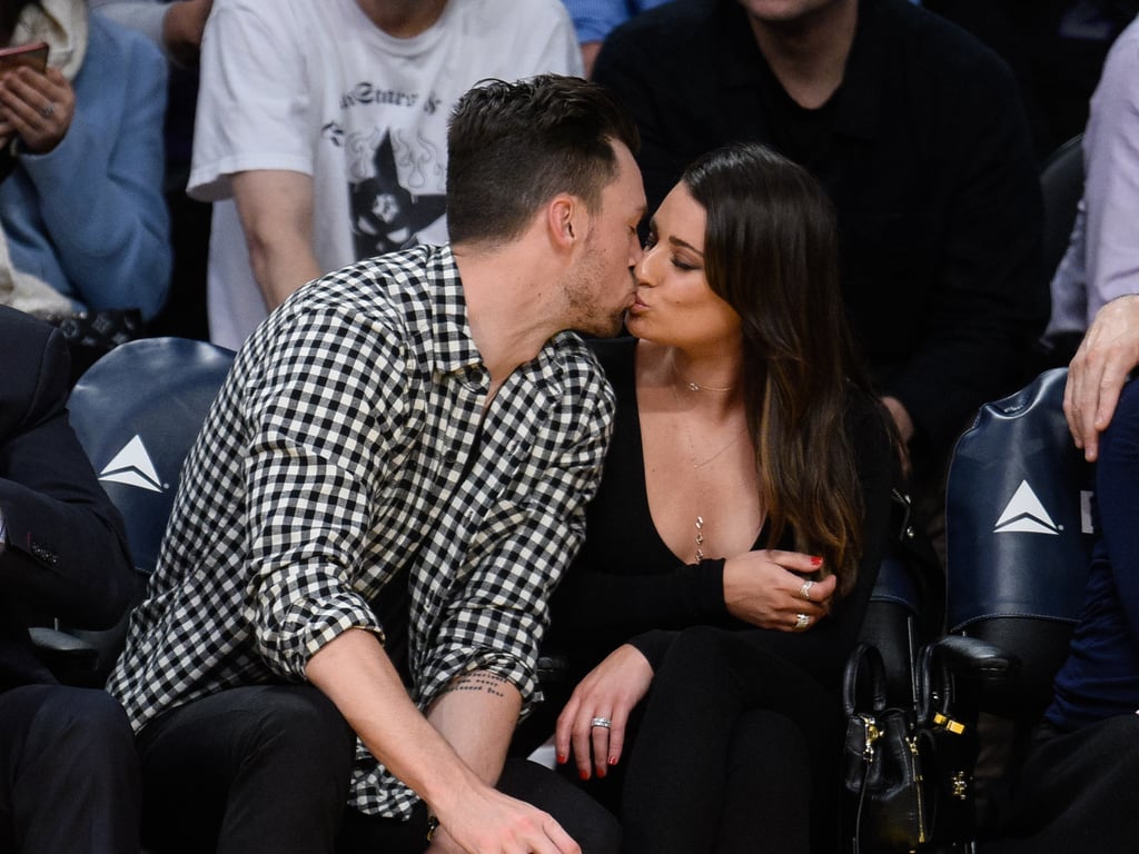 Lea Michele and Matthew Paetz at Lakers Game January 2016