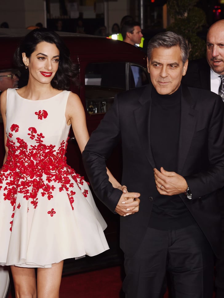 Amal Clooney Red Floral Celebrity Cocktail Dress