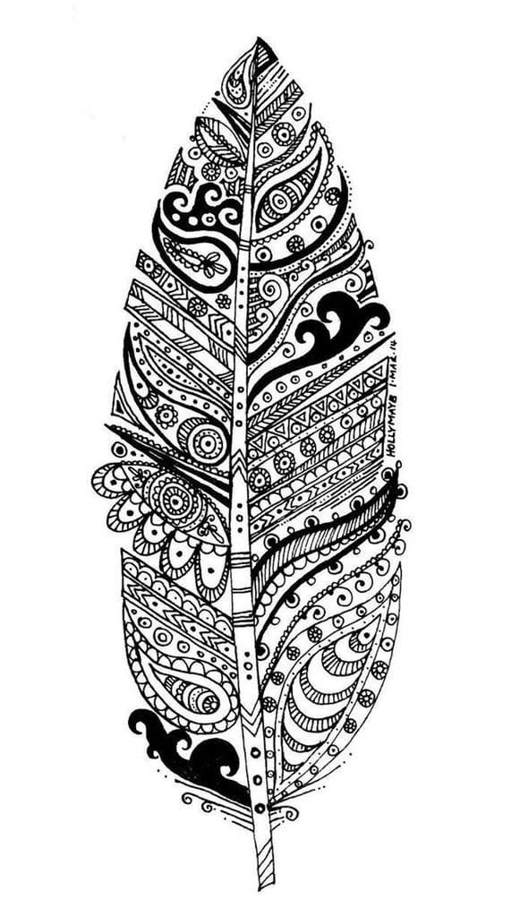 Adult Coloring Page: Feather