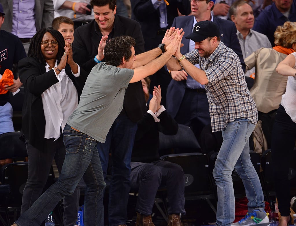 Double high-five! Ben Stiller and Jason Sudeikis shared an enthusiastic moment as the NY Knicks played the Boston Celtics in May 2013.