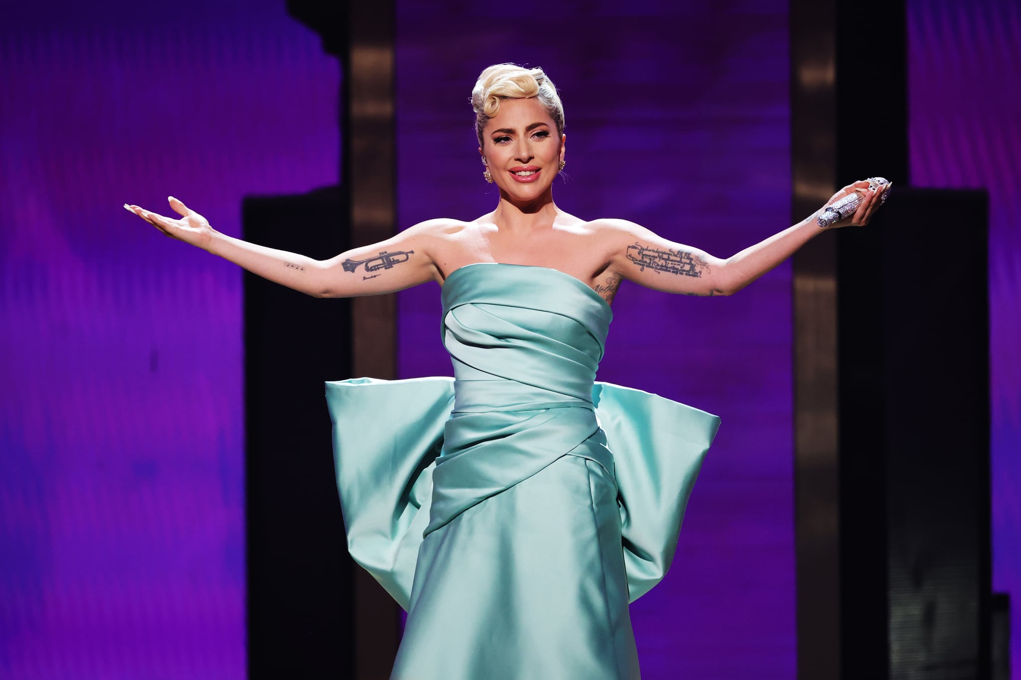 LAS VEGAS, NEVADA - APRIL 03: Lady Gaga performs onstage during the 64th Annual GRAMMY Awards at MGM Grand Garden Arena on April 03, 2022 in Las Vegas, Nevada. (Photo by Rich Fury/Getty Images for The Recording Academy)