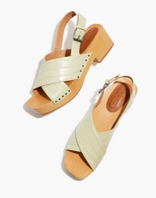 Madewell The Farrah Slingback Clog in Croc Embossed Leather