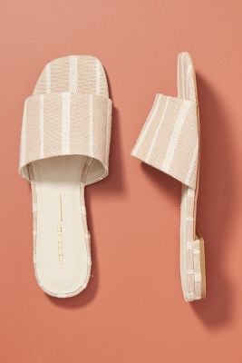 Intentionally Blank Striped Slide Sandals