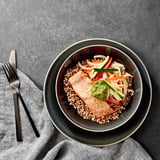 Salmon Veggie Buckwheat Bowl With Pesto Recipe