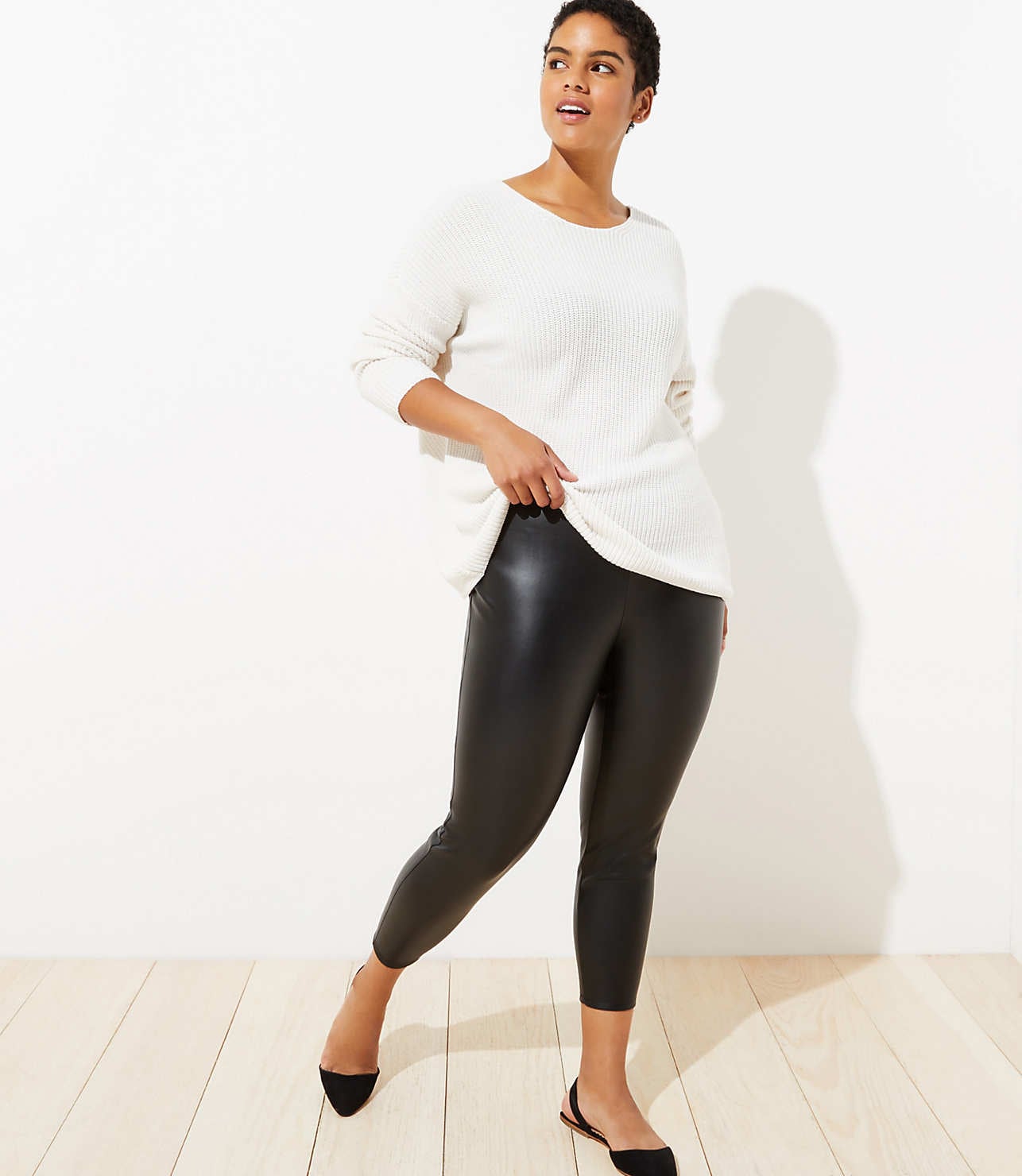 Loft Faux Leather Leggings  14 Cool Leather Pants You Can Wear to