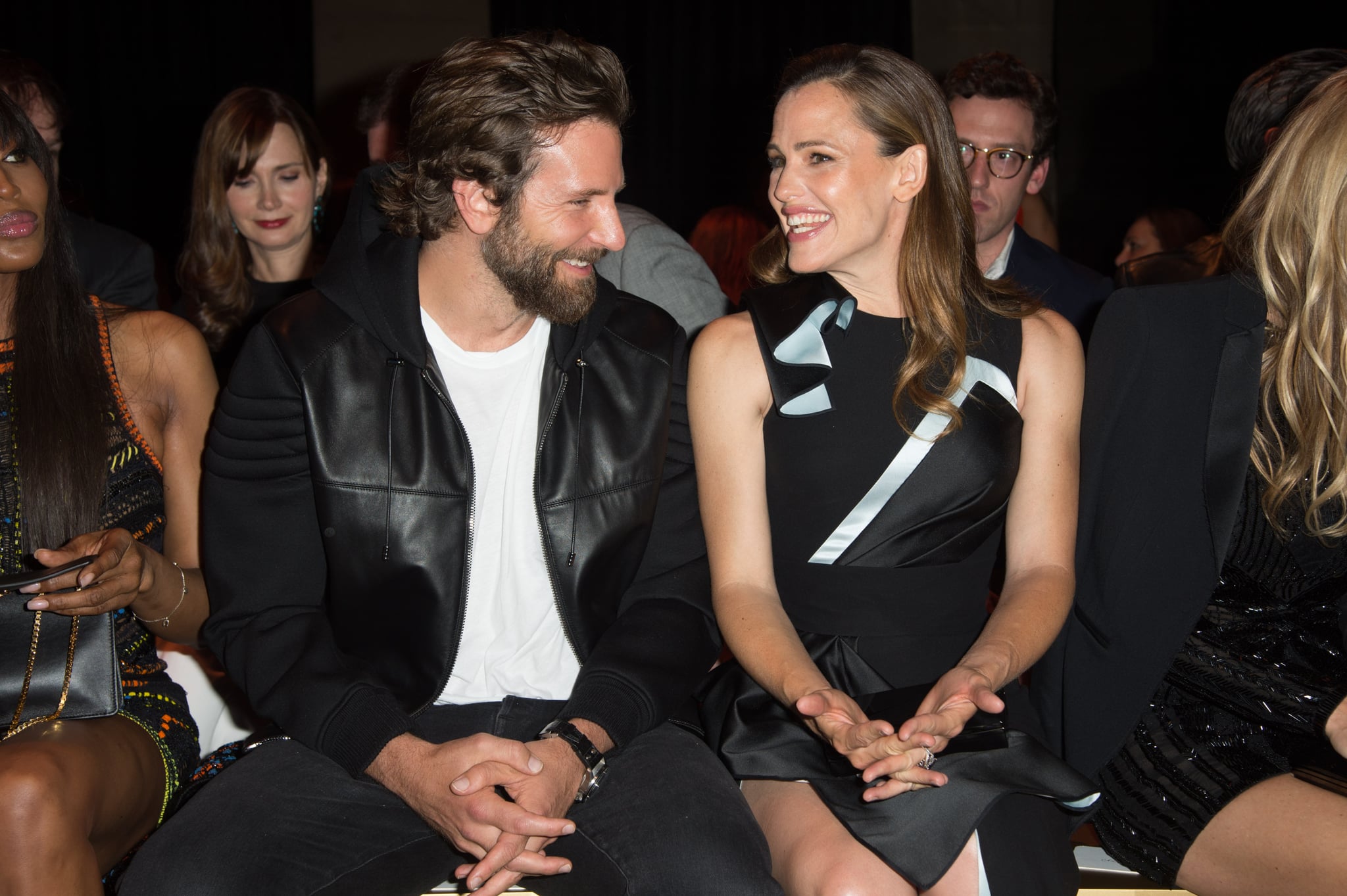 PARIS, FRANCE - JULY 03:  (L-R) Actors Bradley Cooper and Jennifer Garner attend the Versace Haute Couture Fall/Winter 2016-2017 show as part of Paris Fashion Week  on July 3, 2016 in Paris, France.  (Photo by Stephane Cardinale - Corbis/Corbis via Getty Images)