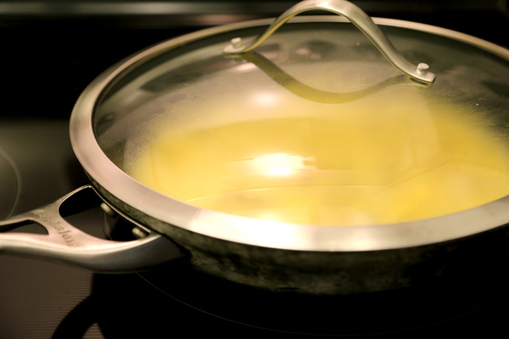 Cover and allow the eggs to slowly cook for a few minutes.
