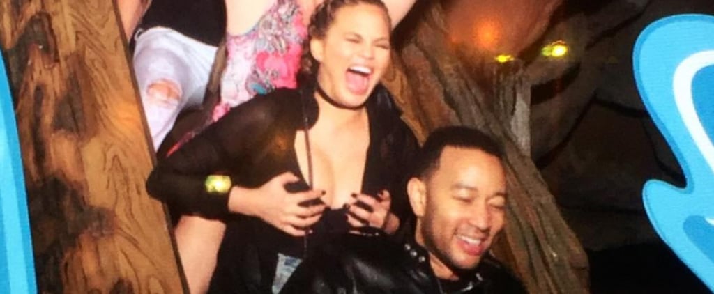 Chrissy Teigen Riding Splash Mountain