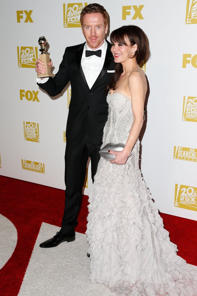 Damian Lewis and Helen McCory posed together with his Golden Globe.
Damian Lewis and Helen McCory posed together with his Golden Globe.