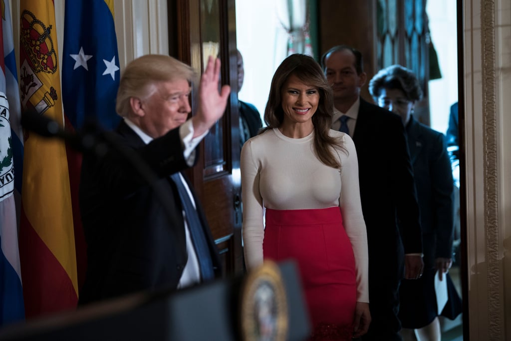 Melania Trump Red Skirt For Hispanic Heritage Month