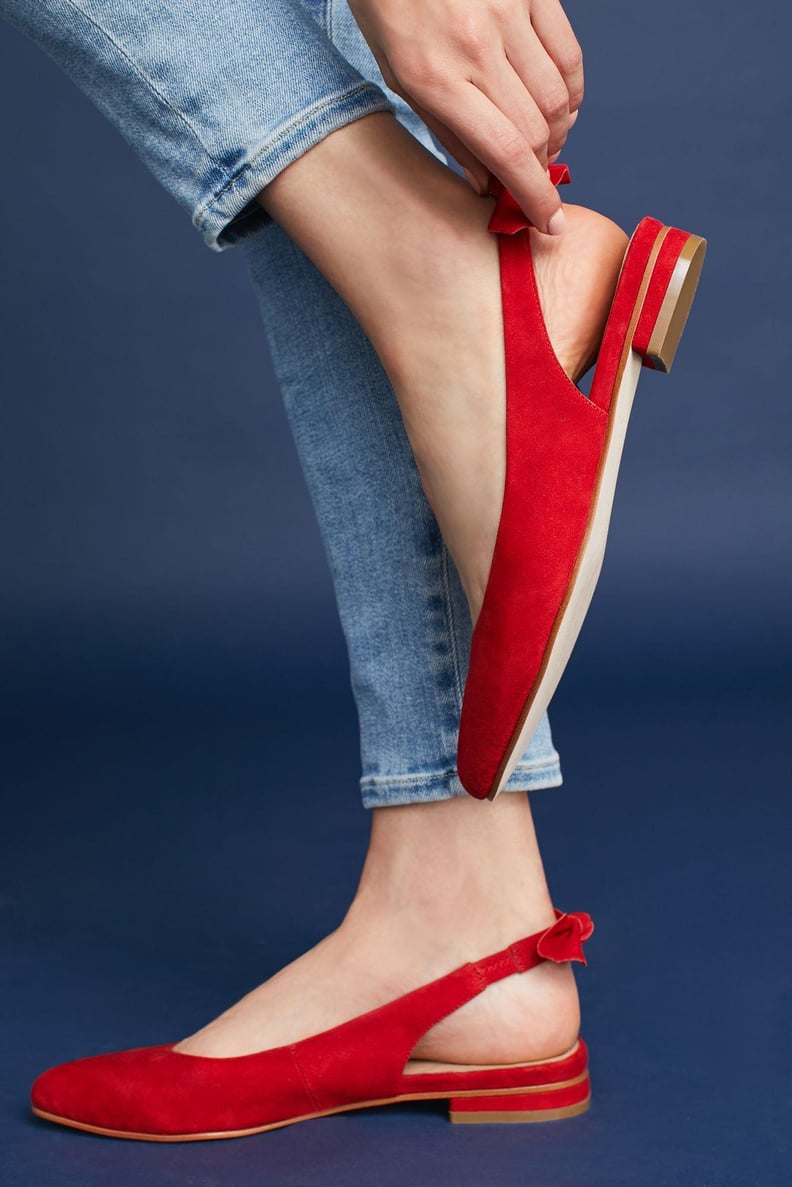 Anthropologie Bow-Tied Slingback Flats