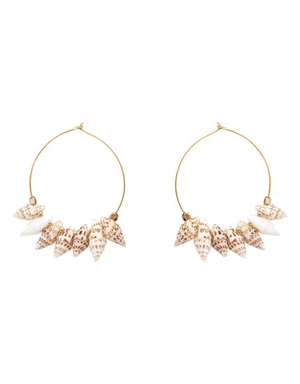 Pull&Bear Wide Hoop Earrings With Seashells