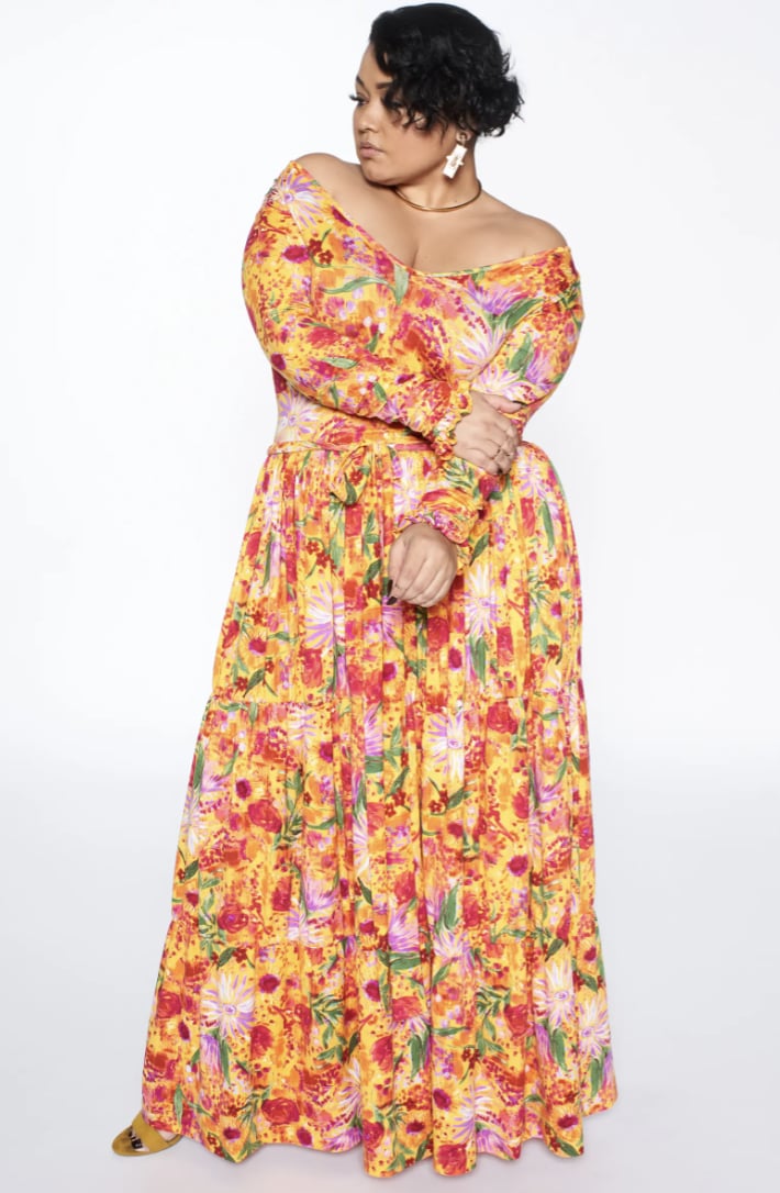 Zellie For She Blissful Long Sleeve Maxi Dress Curvy Girls