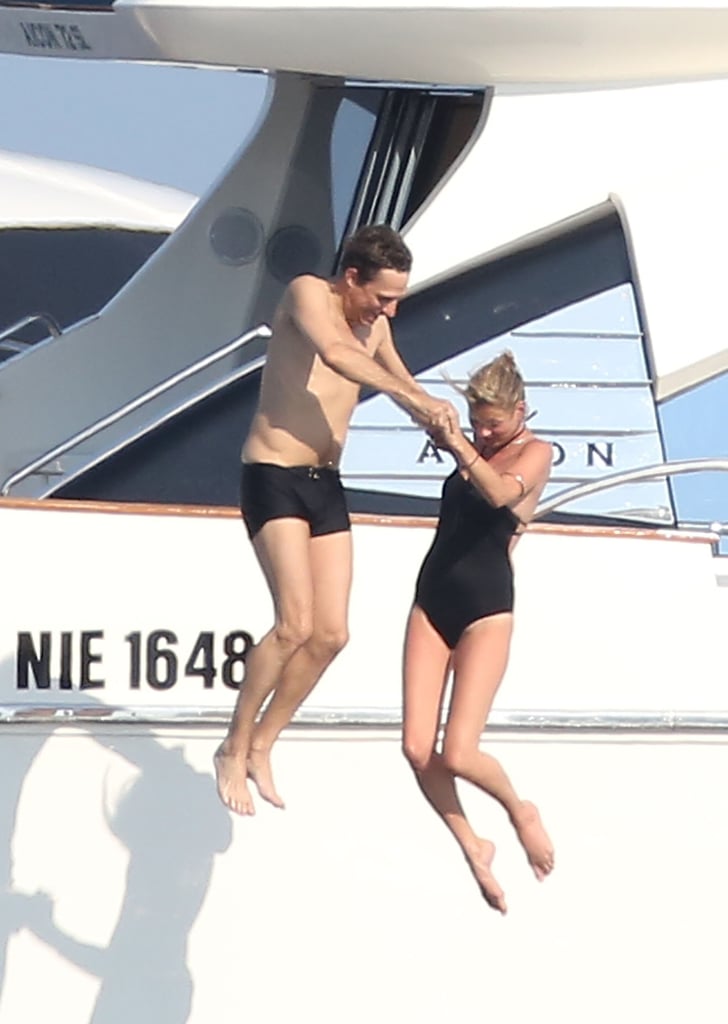 Kate Moss and Jamie Hince jumped off a yacht together during a St. Tropez vacation in July 2012.