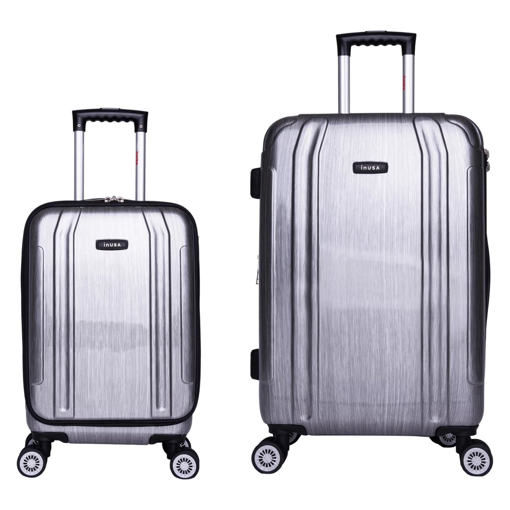 InUSA SouthWorld 2-Piece Hardside Spinner Luggage Set in Silver Brush