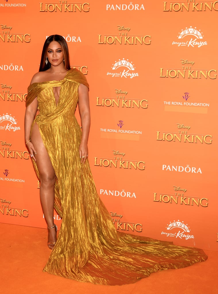 Pictured: Beyoncé at The Lion King premiere in London.