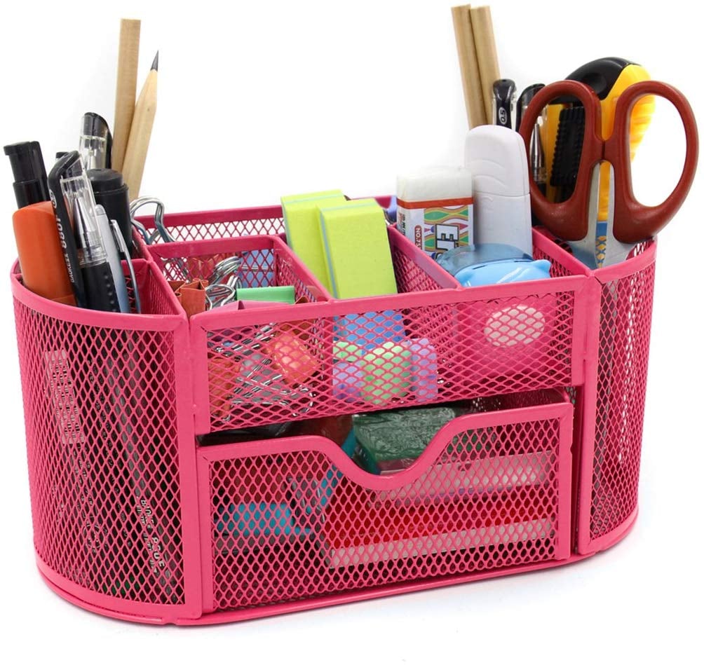 Mesh Desk Organiser Office Supply Caddy Drawer With Pen Holder