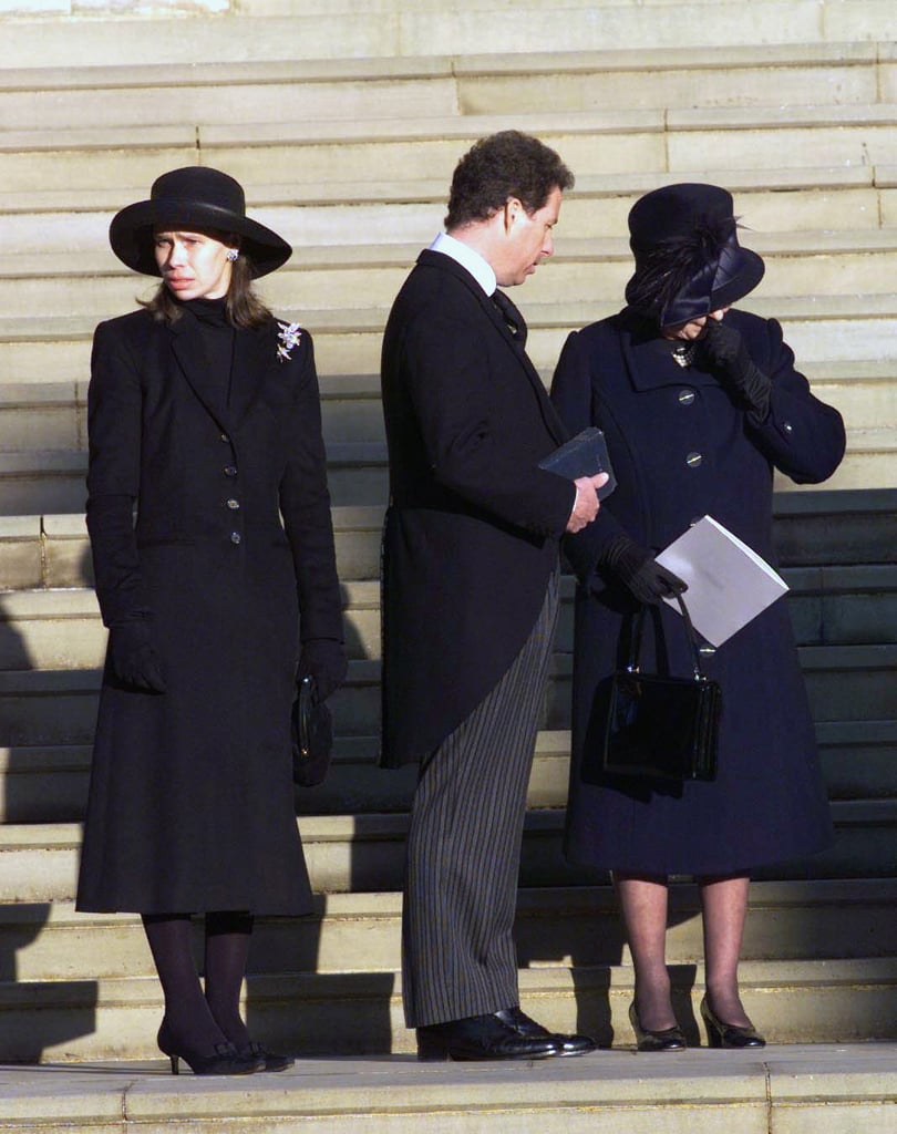 On the day of Margaret's funeral in 2002, the normally stoic Queen Elizabeth was spotted wiping away tears as she stood outside St. George's Chapel with Margaret's two children, David and Sarah Linley.