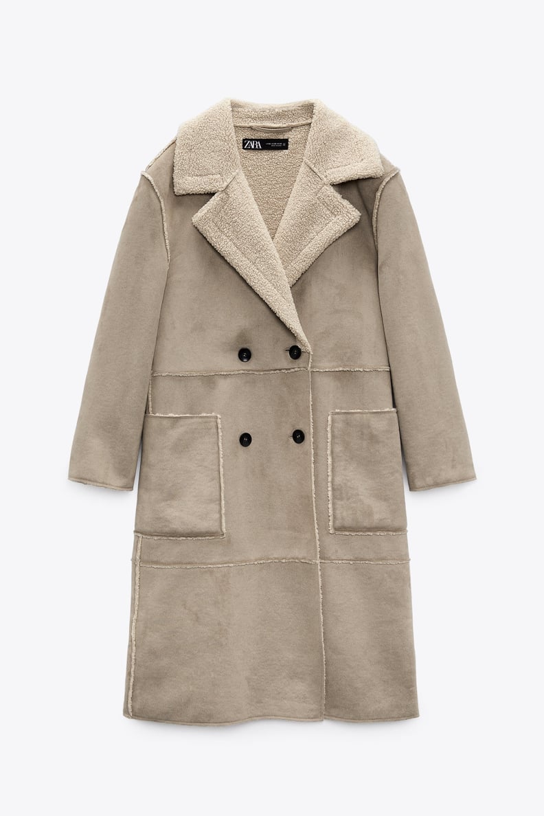 A Warm Fleece: Zara Contrasting Fleece Coat
