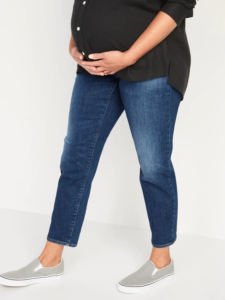 Old Navy Maternity Full Panel O.G. Straight Dark-Wash Jeans