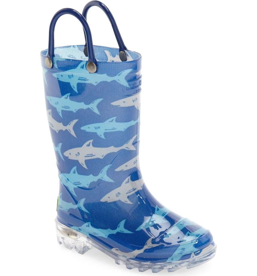 light up shark rain boots