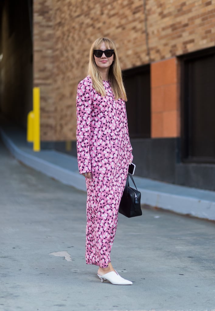 Style a Sleek White Pair With a Printed Dress