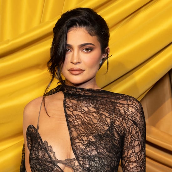 Kylie Jenner's Sheer Black Lace Mugler Dress at Fashion Week