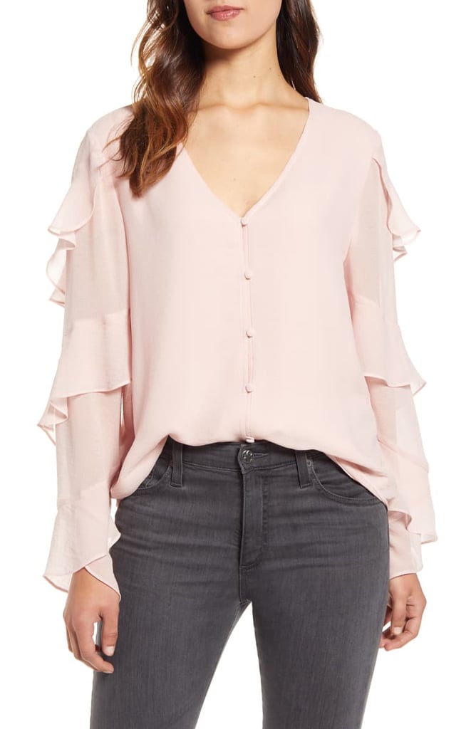Vince Camuto Tiered Sleeve Chiffon Blouse