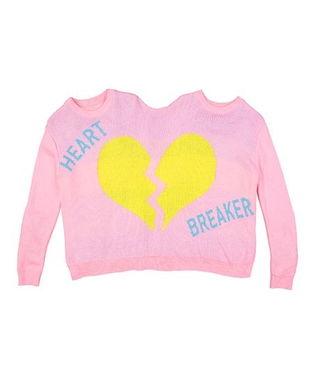 Ruji Pink & Yellow 'Heart Breaker' Double-Header Sweater