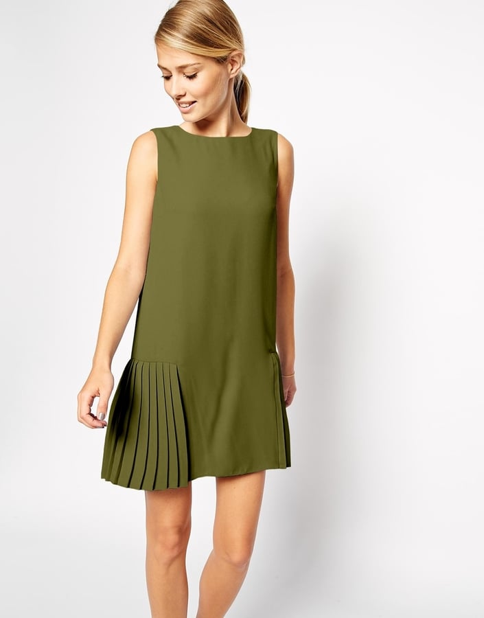 ASOS Shift Dress With Drop Waist and Pleated Skirt