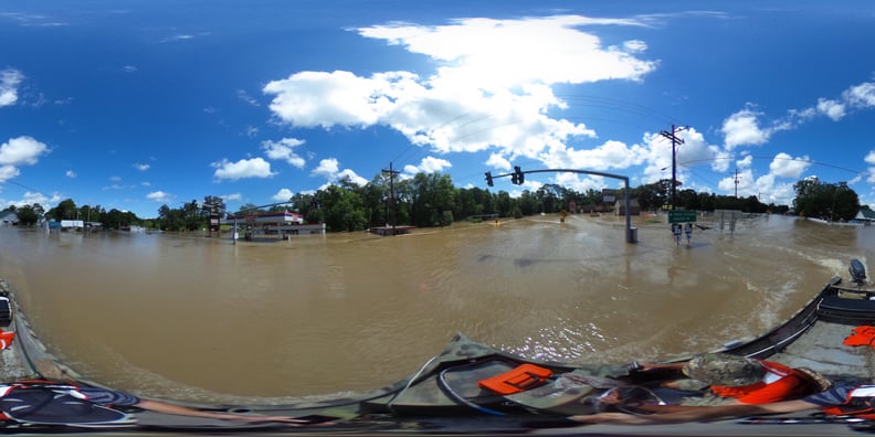 A panorama shot of the flooding in Port Vincent, LA.