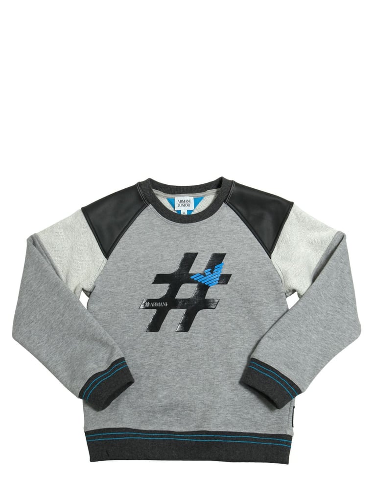 Armani Junior Faux Leather & Cotton Sweatshirt ($125)