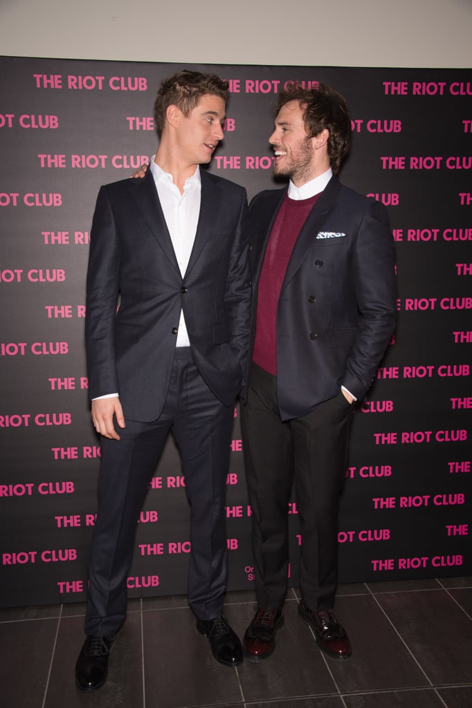 Max Irons and Sam Claflin chatted on the red carpet at the December 2014 premiere of The Riot Club in Paris.