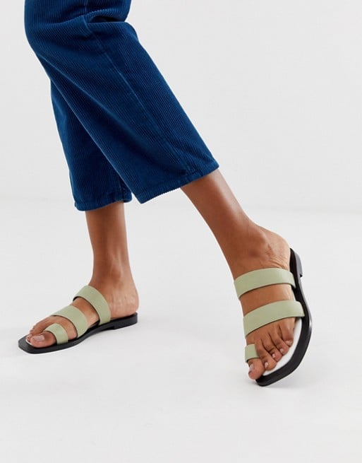 ASOS DESIGN Fiji Premium Toe Loop Leather Mules