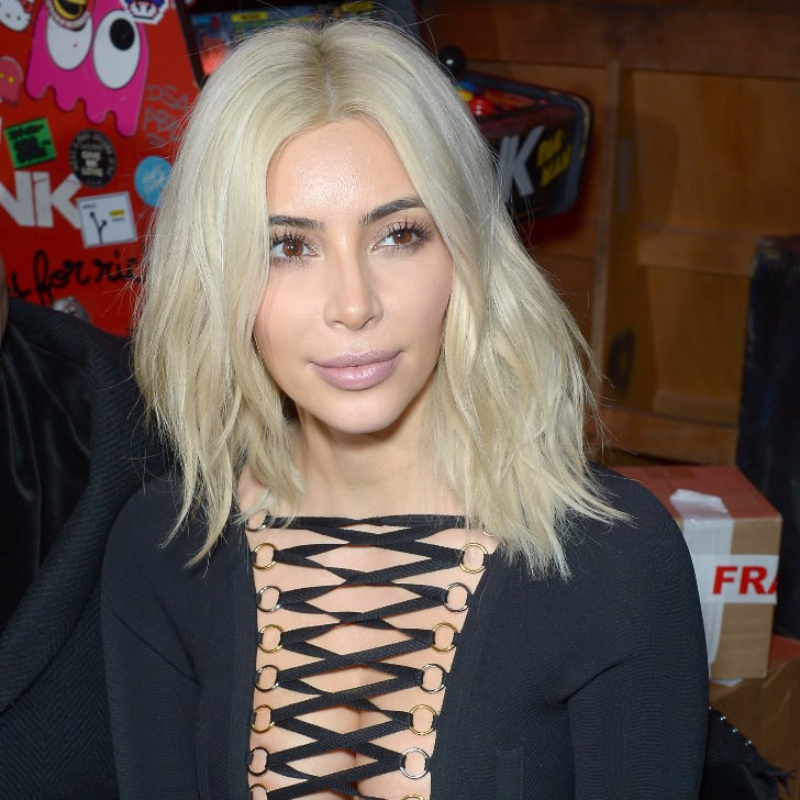 Kim Kardashian's White-Blonde Hair at Paris Fashion Week | POPSUGAR Beauty
