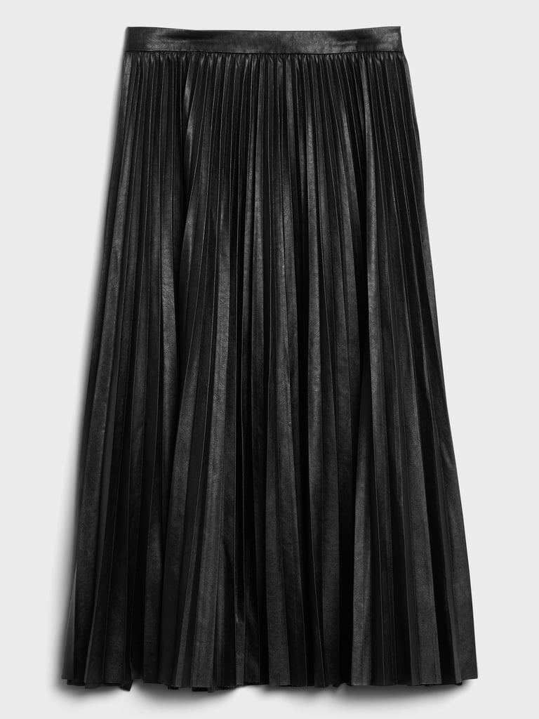 Banana Republic Vegan Leather Pleated Midi Skirt