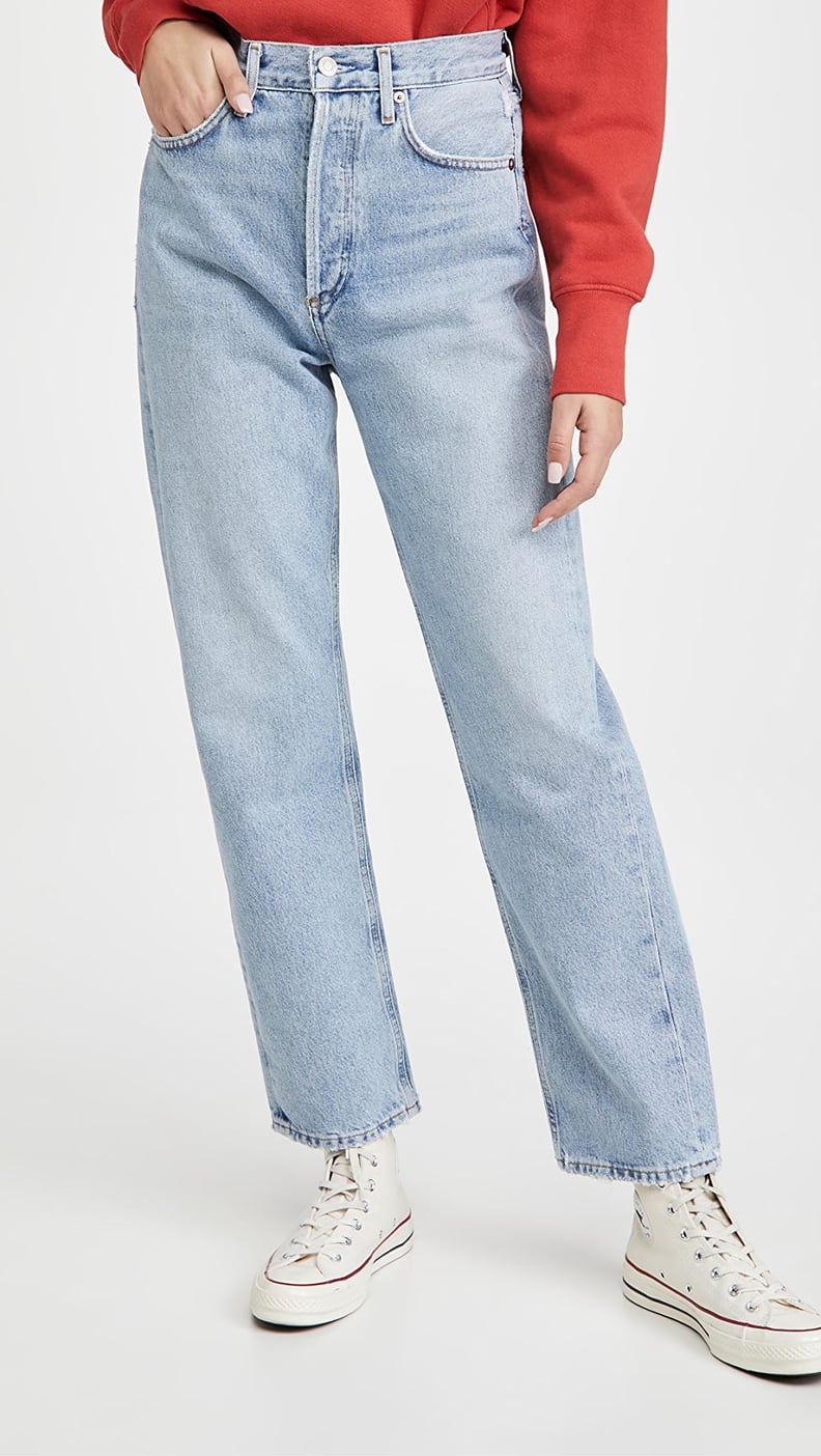 High Waisted Light Wash Straight Ankle Jeans