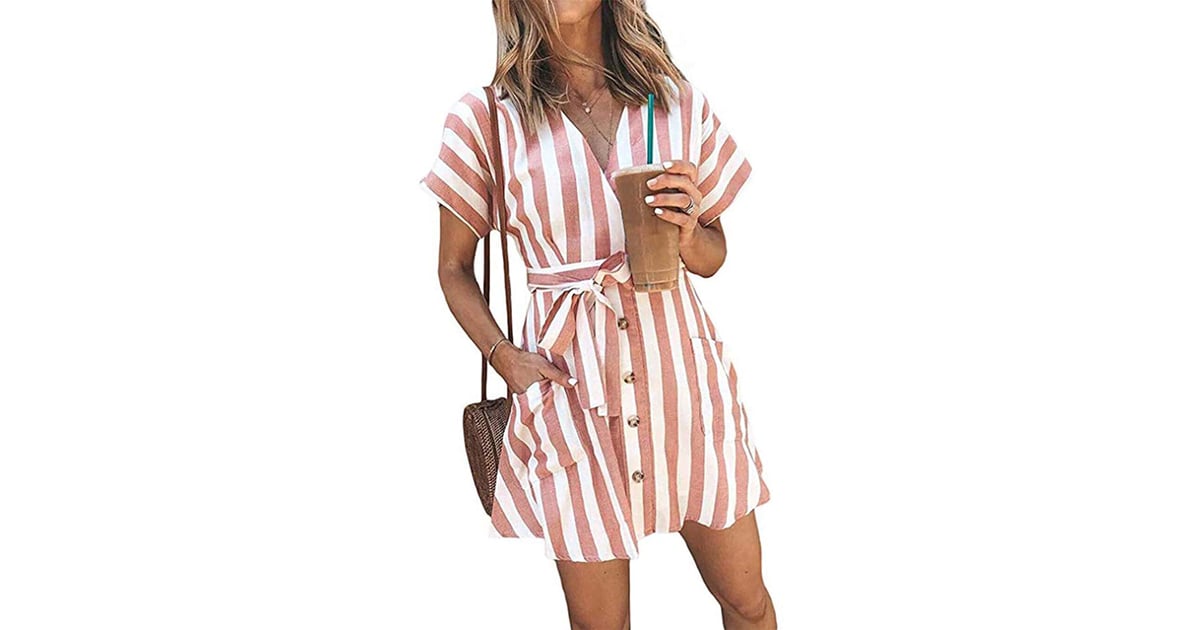 Oeuvre V Neck Wrap Striped Dress | Best Wrap Dresses on Amazon ...