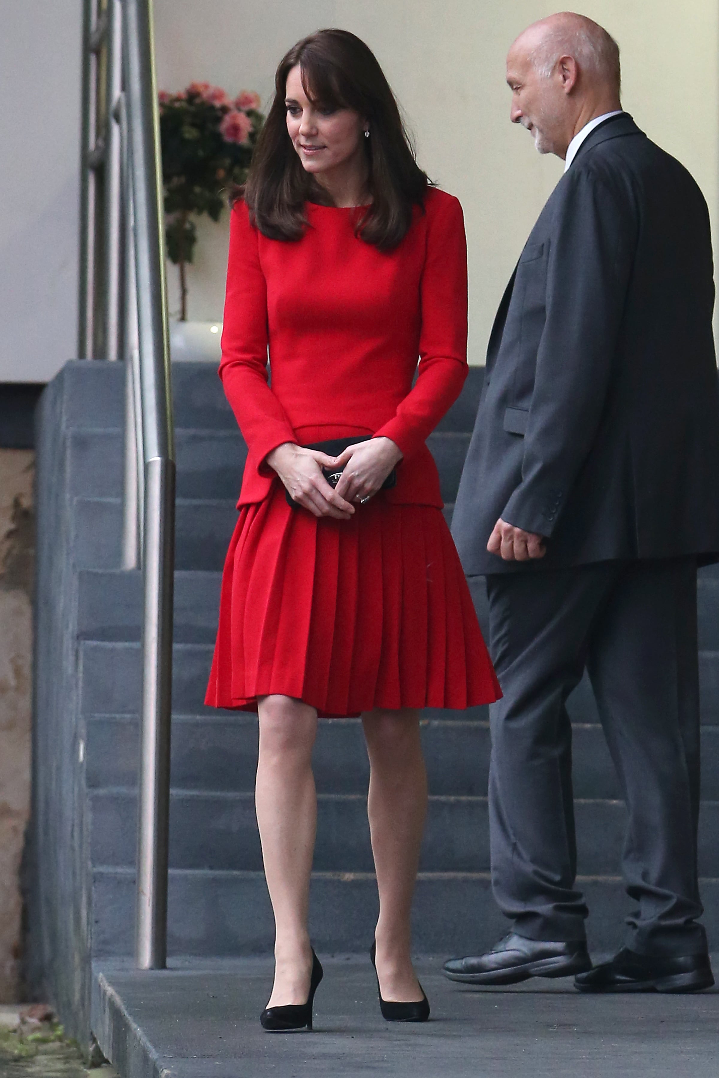 kate middleton alexander mcqueen red dress Kate Middleton Wearing Red Alexander McQueen Dress