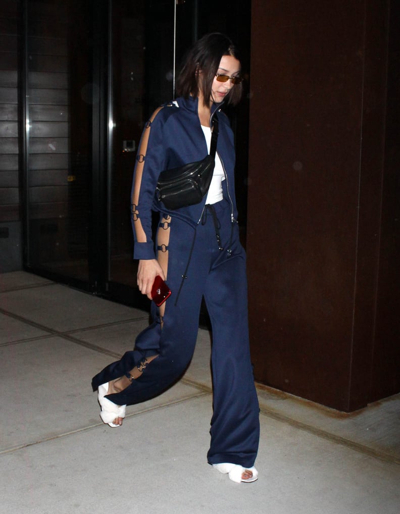 Bella Hadid Wore a Leo by Leo Sheer-Paneled Tracksuit