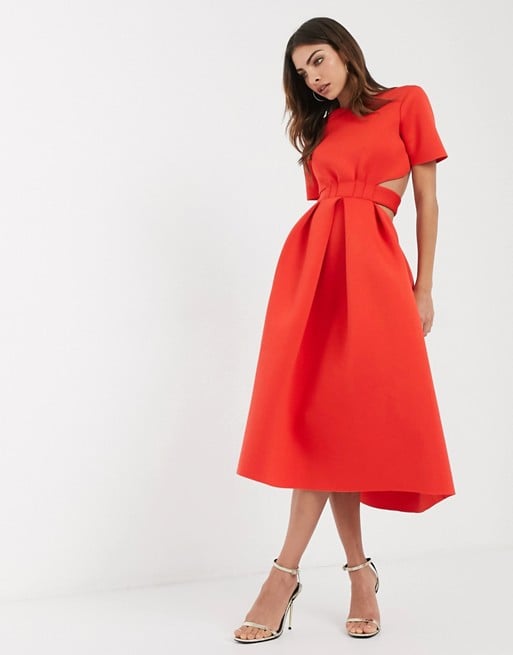 Asos design fold back crop top midi prom dress 2025