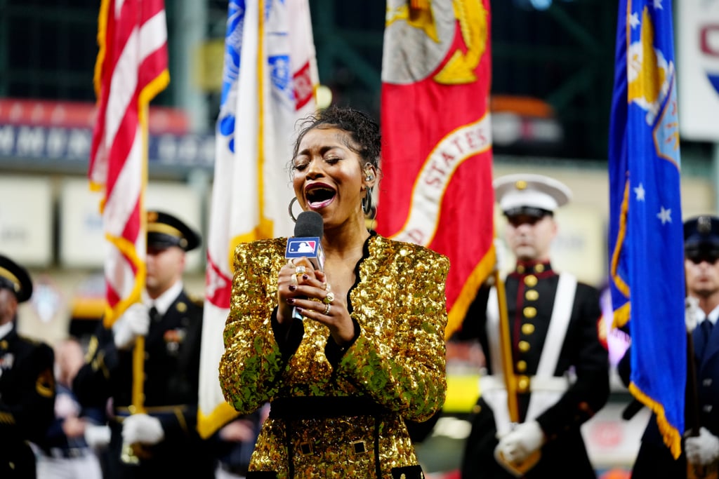 Keke Palmer Wears a Gold Suit at the World Series