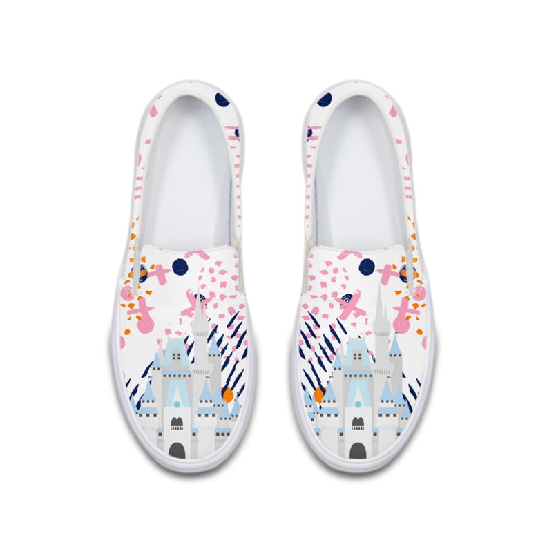 White Doodle Disneyland Castle Deluxe Canvas Shoe