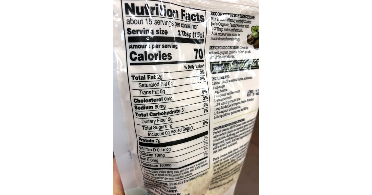 Trader Joe's Organic Peanut Butter Powder Nutritional Information