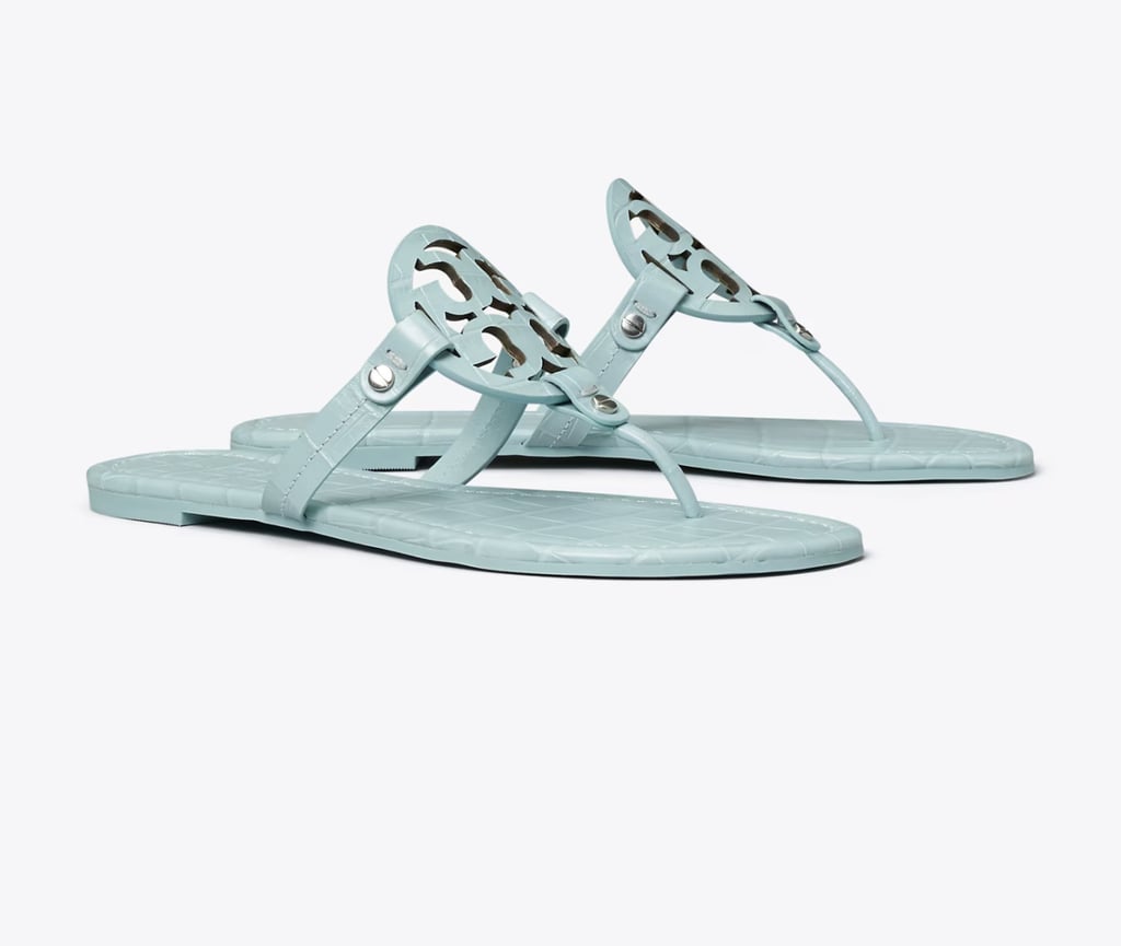Tory Burch Miller Croc Embossed Thong Sandals