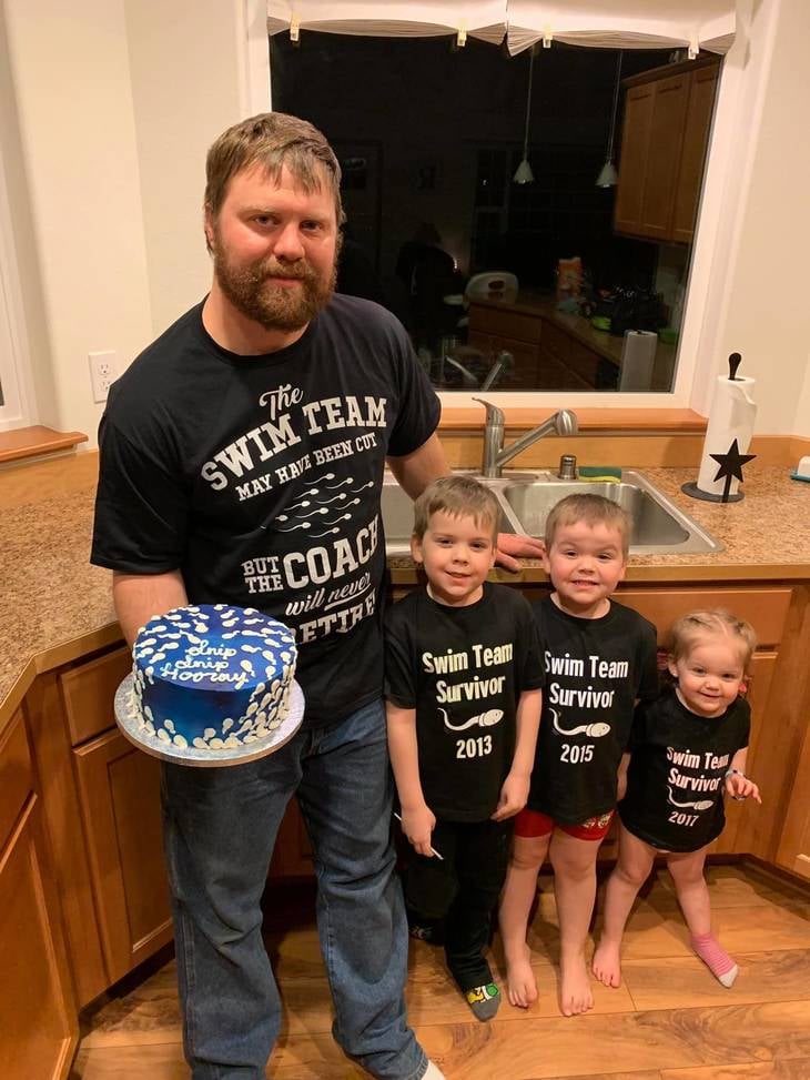 The party didn't officially start until dad got his cake.